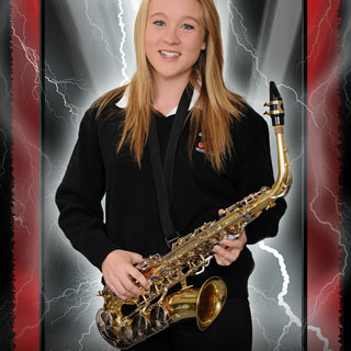 Poster of girl posing with saxophone