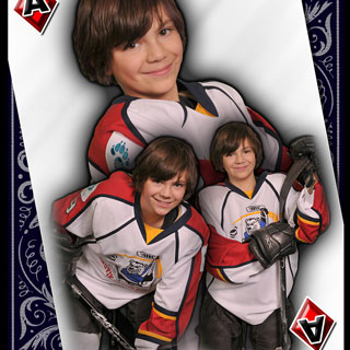 Poster montage of young hockey player